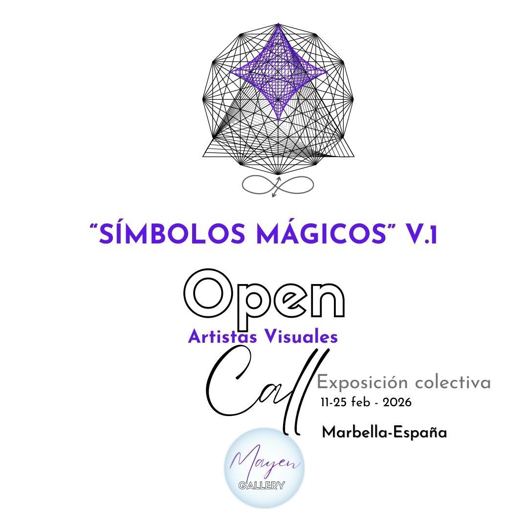 Representación artística de símbolos sagrados en la exposición colectiva de arte Marbella dedicada al arte mágico
